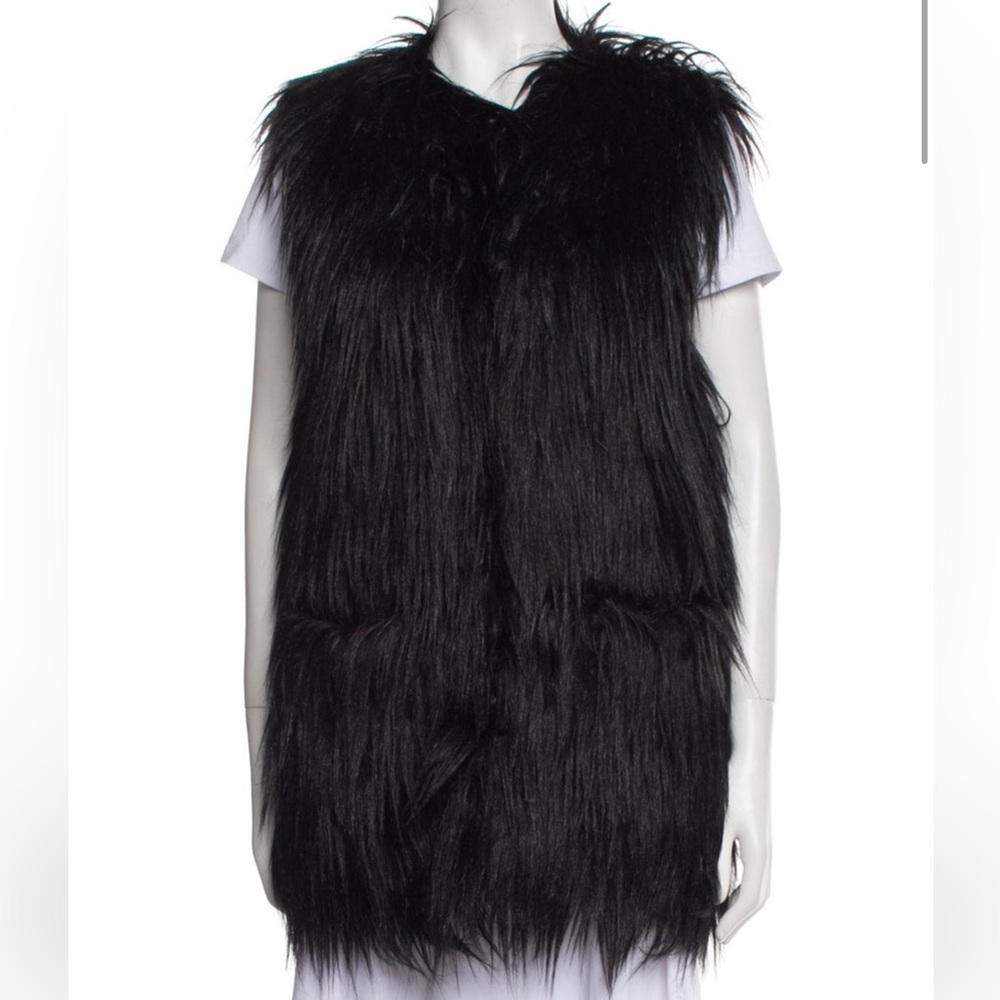 Zadig & Voltaire Yeti Black Faux Fur Vest NWOT - Picture 5 of 9